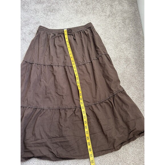 VTG Y2K Studio West Brown Midi Skirt Flowy Boho Cottage Core Size L - Picture 7 of 7